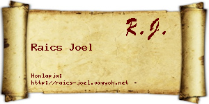Raics Joel névjegykártya